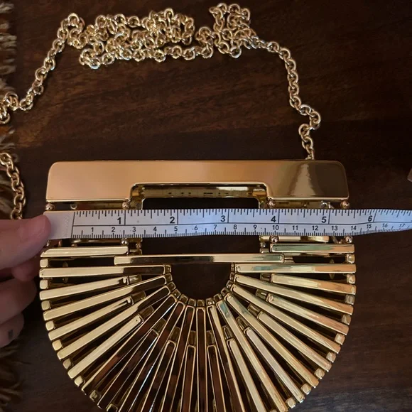 Cult Gaia Metallic Gaia's Ark Top Handle Clutch Nano Acrylic Crossbody Bag Gold - Picture 8 of 11